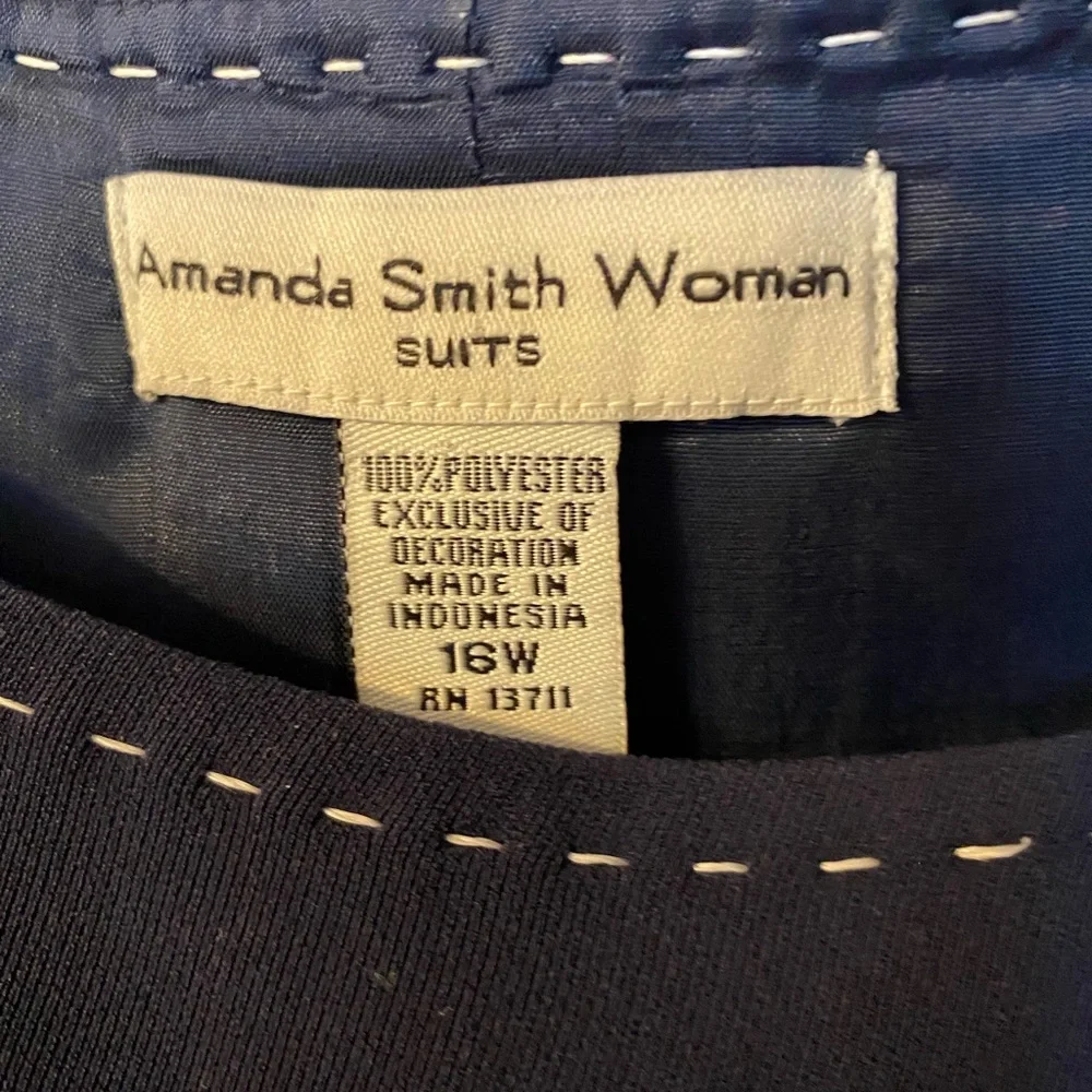 Amanda Smith Navy Blazer and Skirt Set with White Contrast Stitching